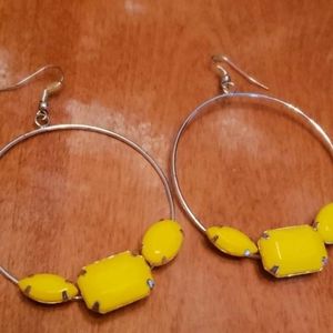 Yellow gemmed hoop earrings